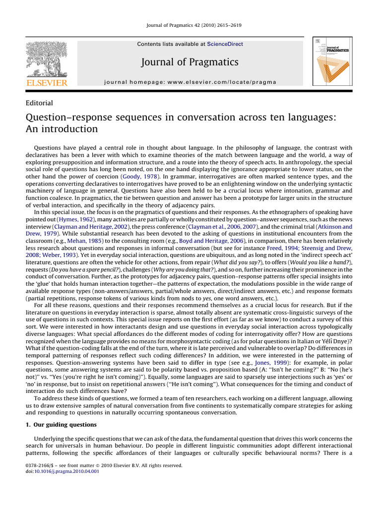 Question-Response Sequences in Conversation Across Ten Languages | PDF