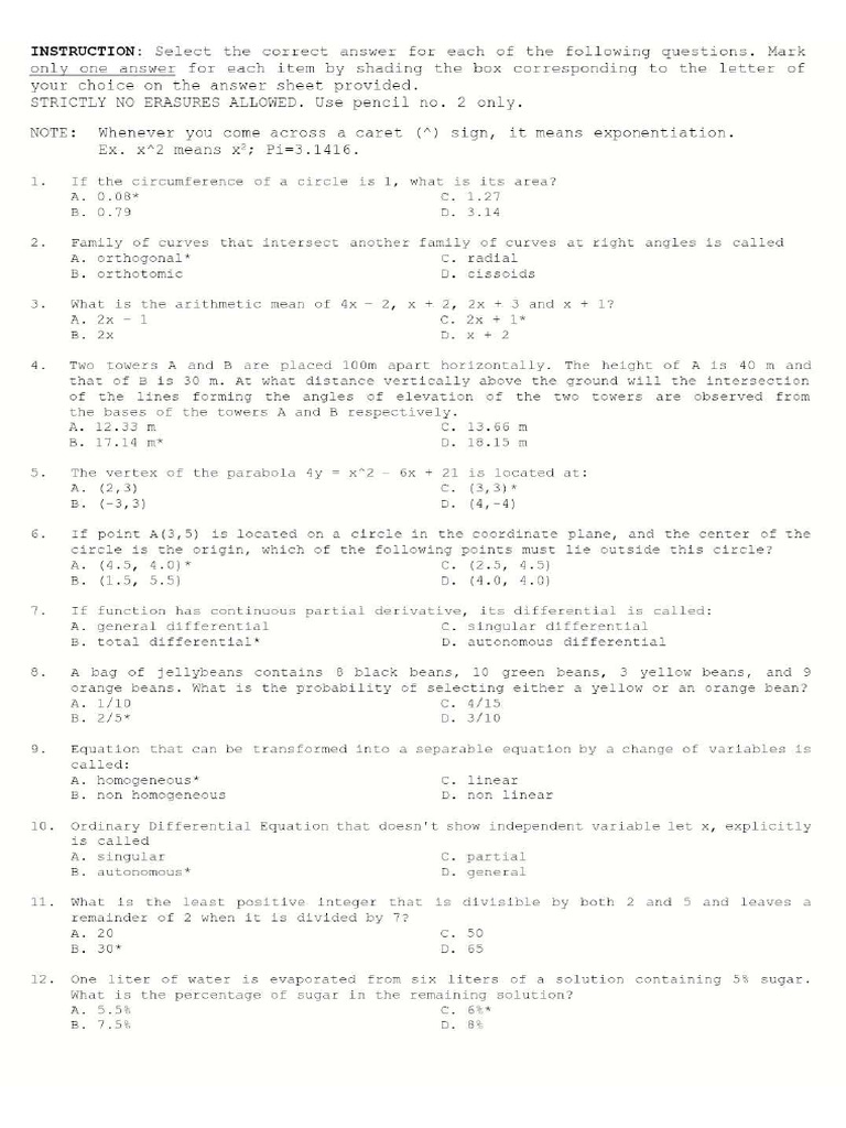 Math Set 1 | PDF