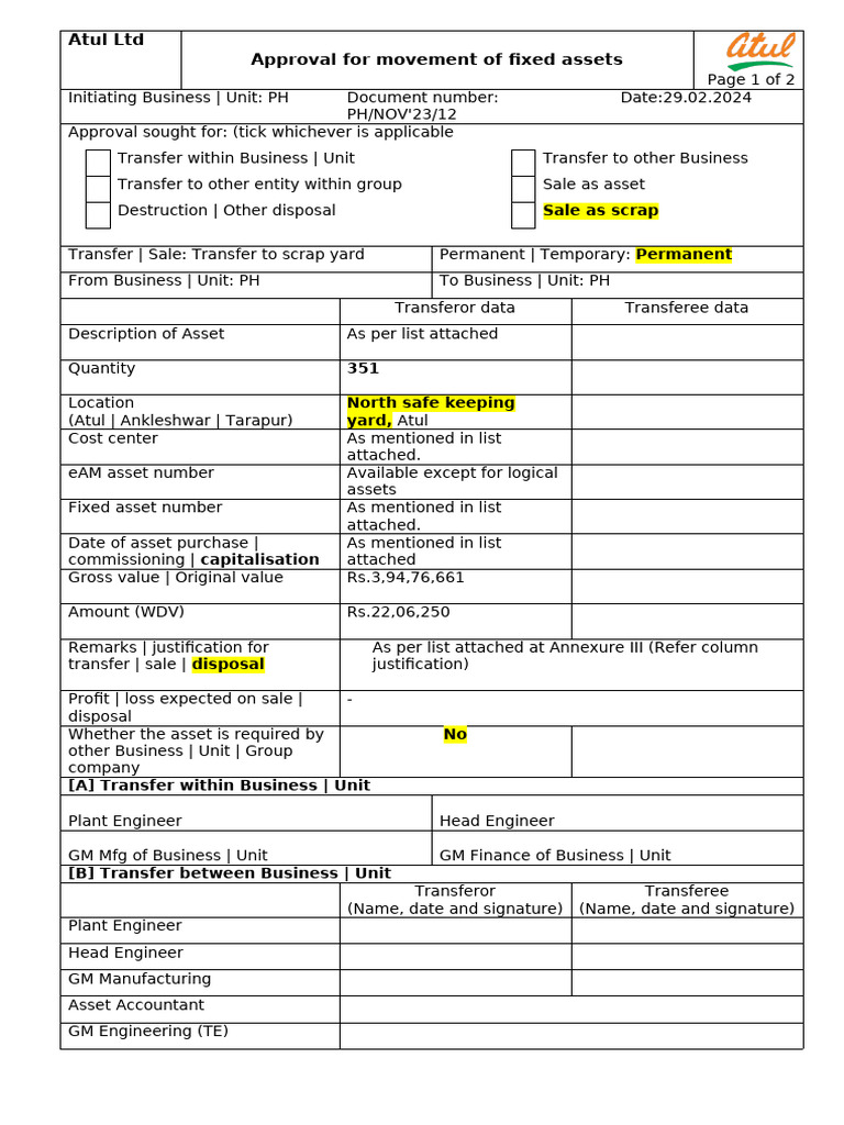Fixed Asset Transfer Form_22 05 2018 - SKY to Scrap for Annexure - III ...