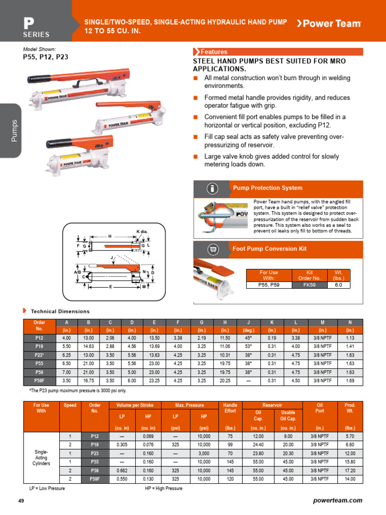 Hand Pump Power-team | PDF