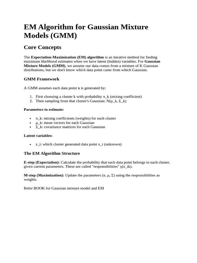 EM Algorithm for Gaussian Mixture Models | PDF