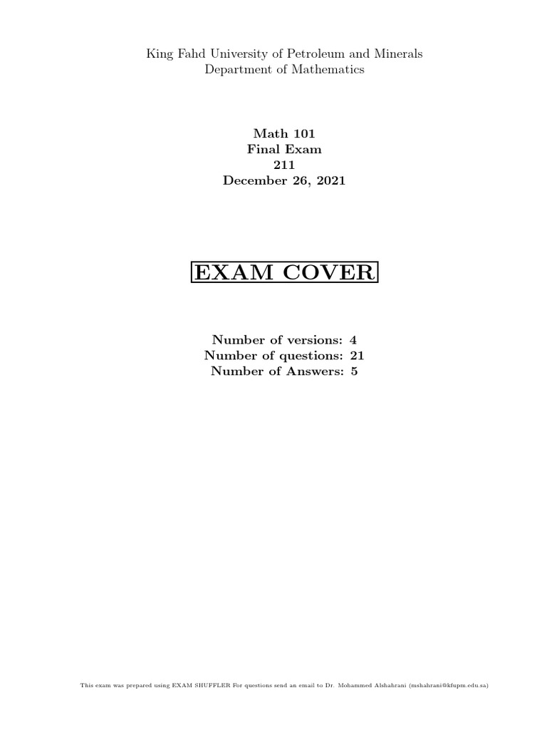 MATH 101 Ffinal | PDF