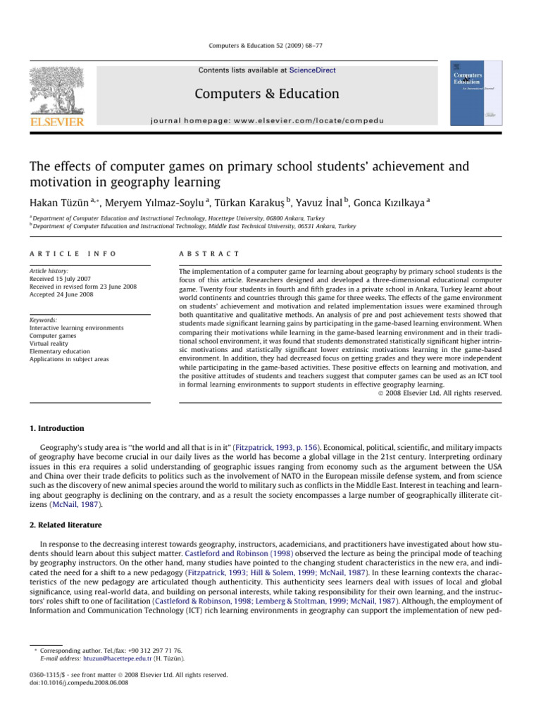 The Effects of Computer Games on Primary | PDF | Motivation | Motivational