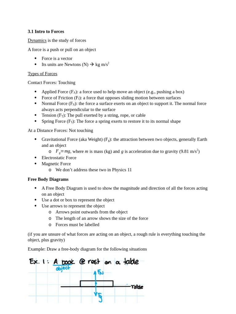 3.1 Intro To Forces Notes | PDF
