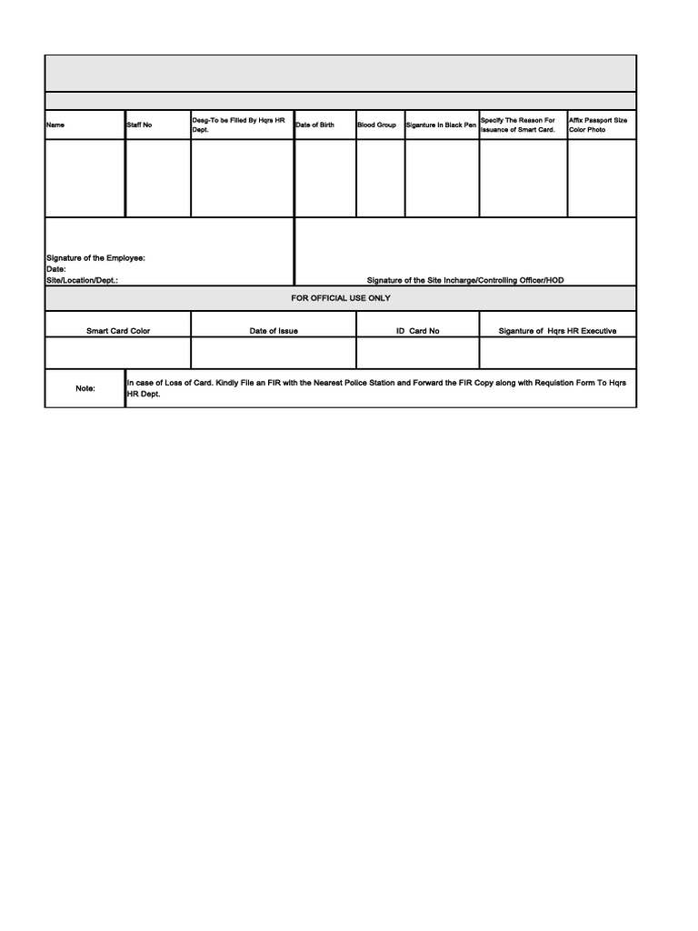 Smart Card Form (1) | PDF