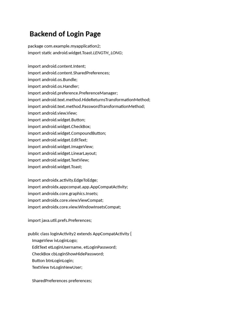 Backend of Login Page | PDF