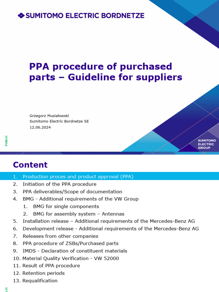 PPA Procedure of Purchased Parts Guideline for Suppliers | PDF ...