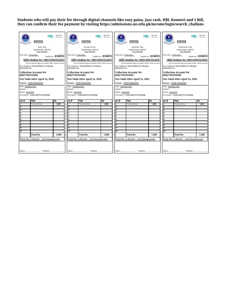 Transcript Fee | PDF | Financial Services | Service Industries