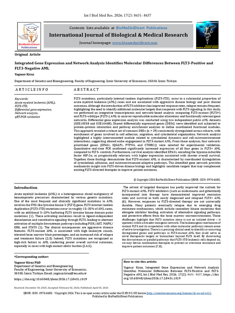 Integrated Gene Expression and Network Analysis Identifies Molecular ...