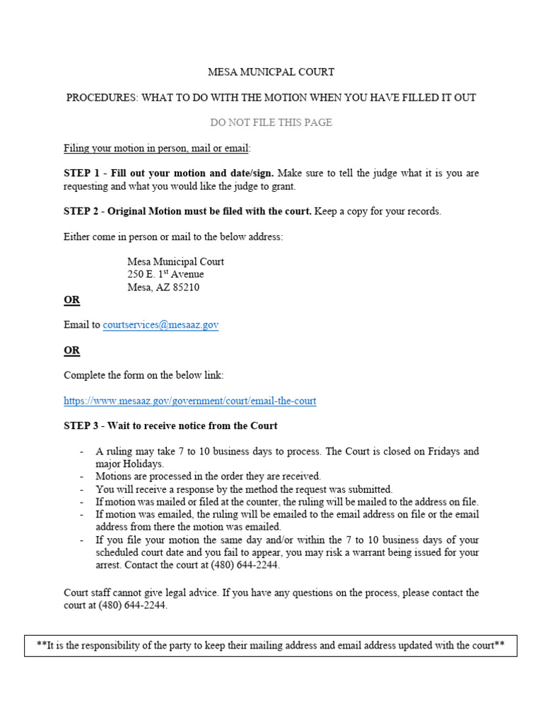 Instructions and Motion to File a Continuance | PDF | Legal Procedure ...