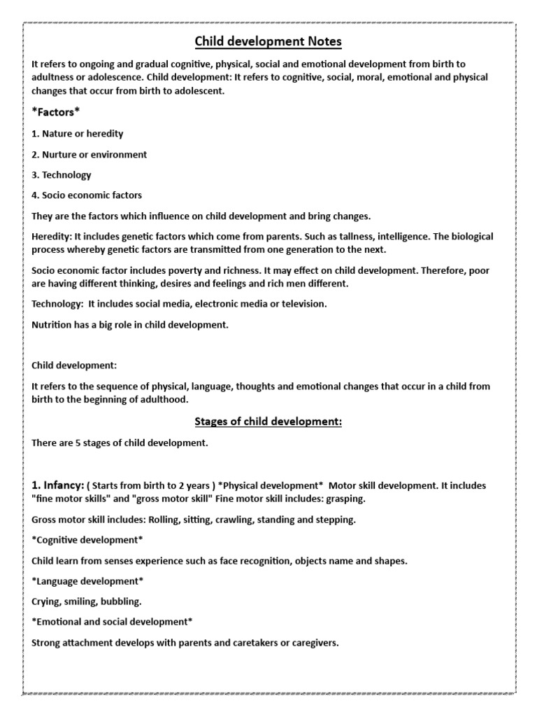 Child Development NOtes | PDF | Mind | Psychotherapy