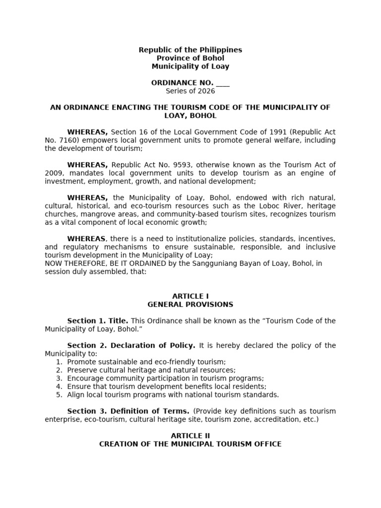14 Tourism Code 2026 Draft Tourism | PDF | Tourism | Environmental Law