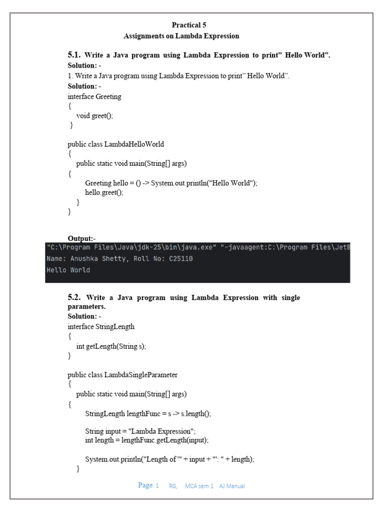 C25110 Anushka Shetty Java Practical 5 | PDF | Parameter (Computer ...