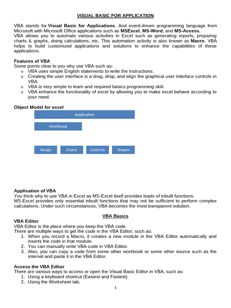 VBA notes | PDF | Data Type | Microsoft Excel
