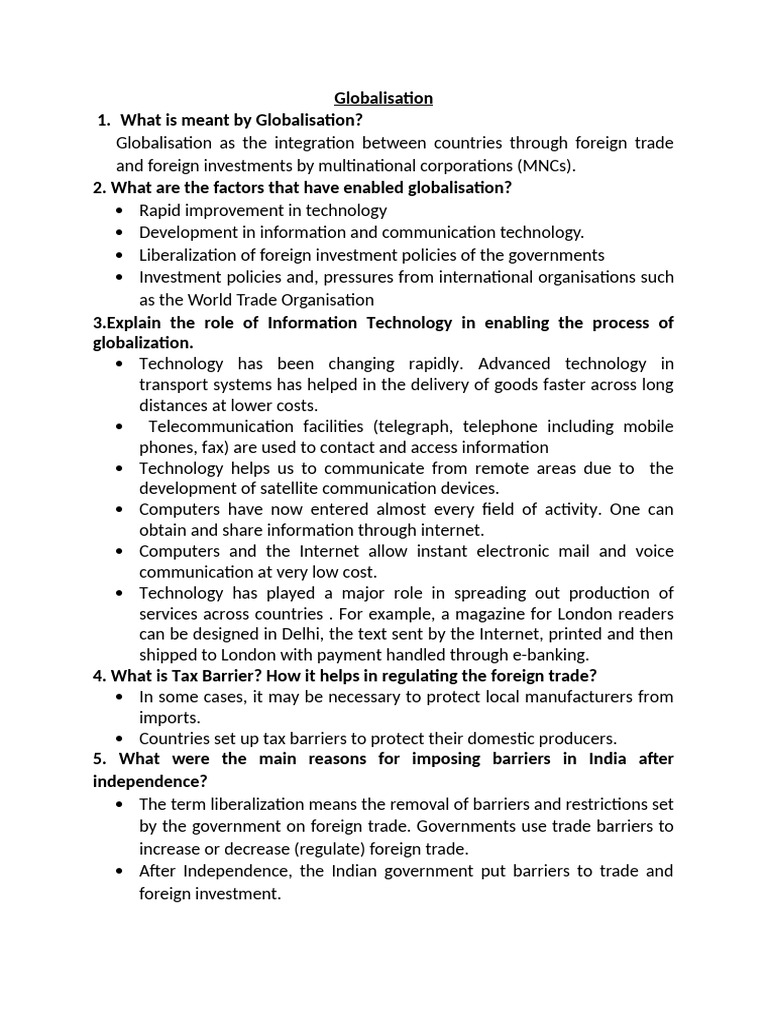 Globalisation Written Work FINAL | PDF | Globalization | Market (Economics)