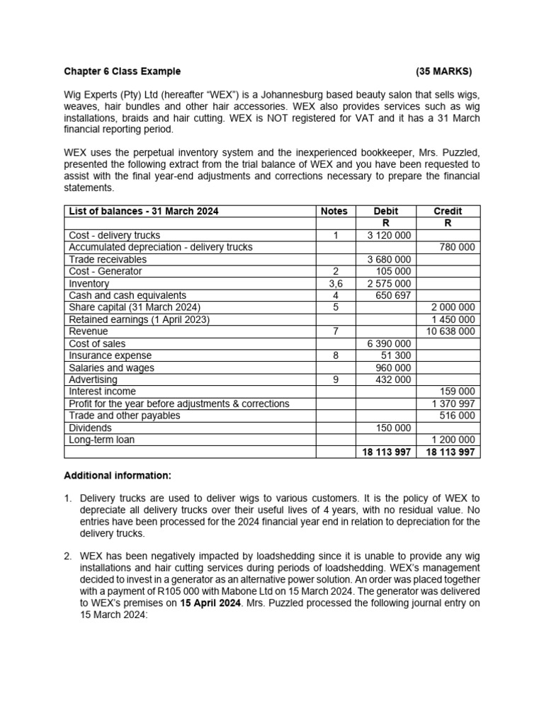 Chapter 6 Class Example | PDF | Debits And Credits | Business