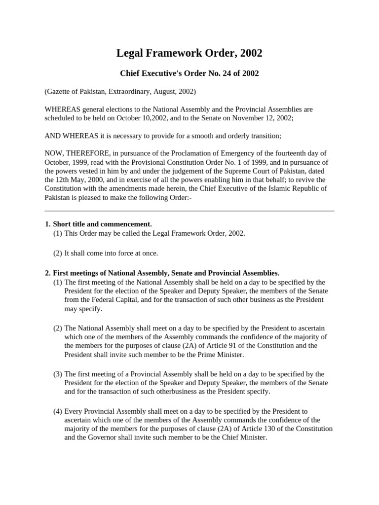 Legal Framework Order 2002 | PDF | Electoral District | United States ...