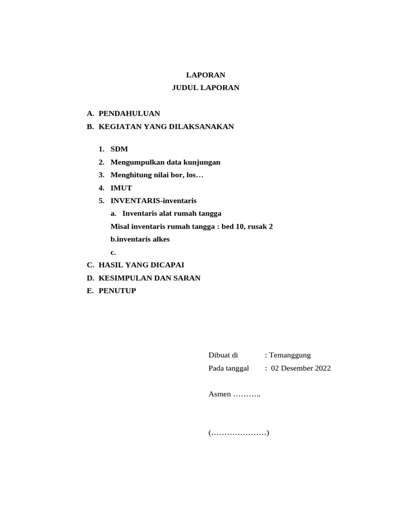 Format Laporan Sesuai Tata Naskah 2022 | PDF