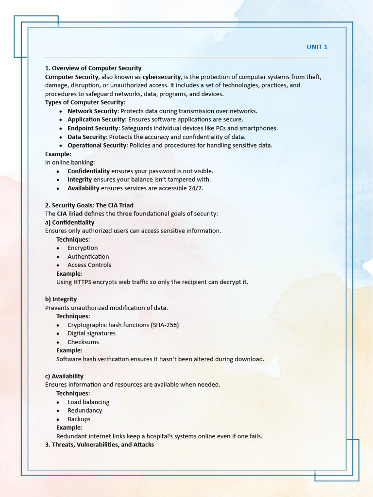 UNIT 1 | PDF | Encryption | Information Security