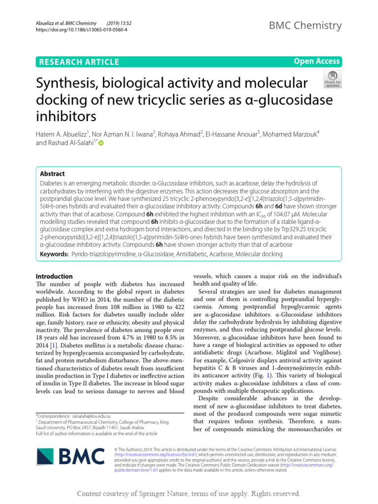 Synthesis Biological Activity and Molecular Dockin | PDF | Diabetes ...
