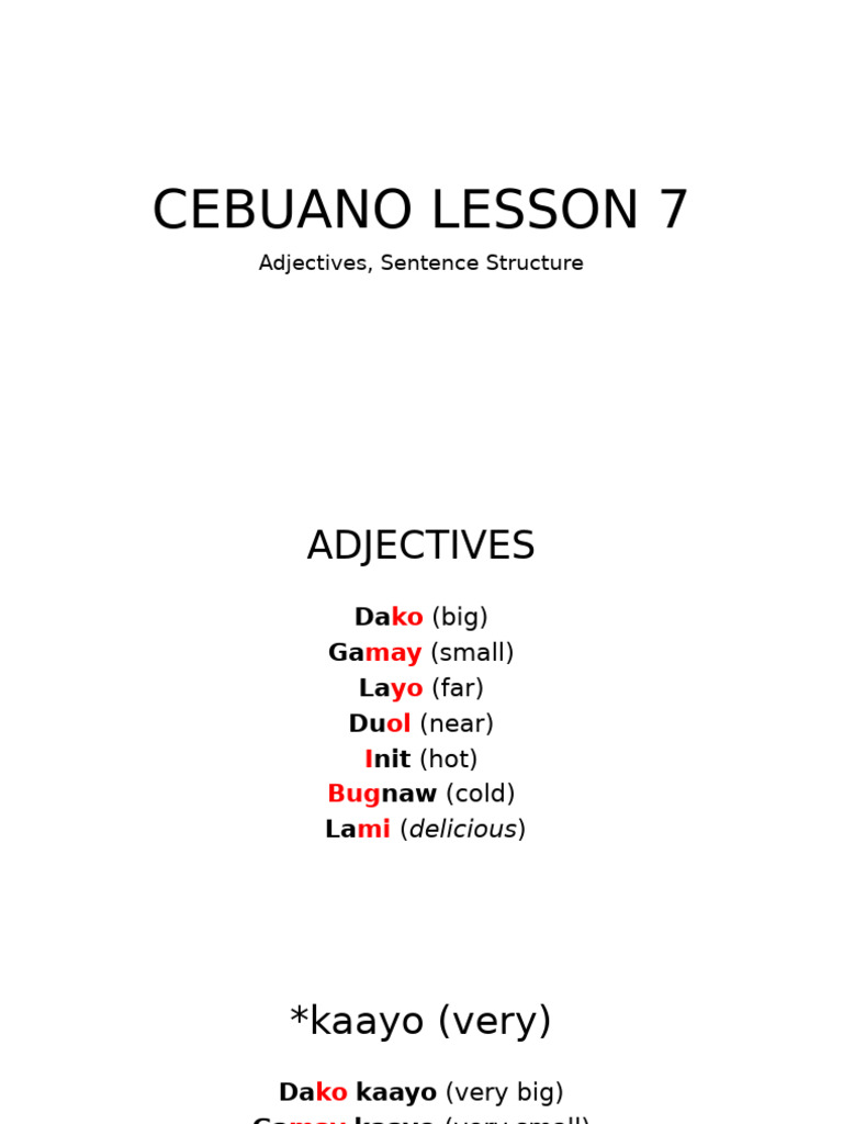 Cebuano Lesson 7 | PDF