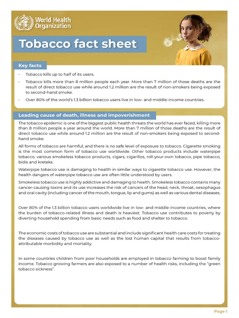 Wntd Tobacco Fact Sheet | PDF | Electronic Cigarette | Tobacco Smoking