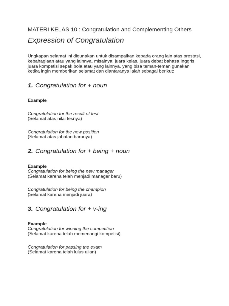 Congratulation Dan Compliment X | PDF