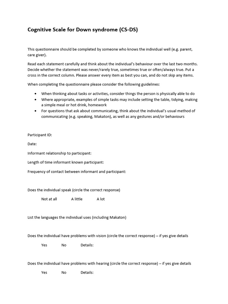 CSDS Informant Scale | PDF