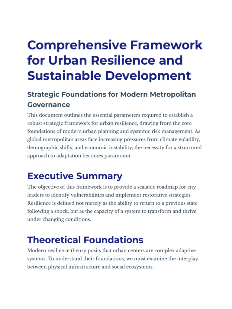 Comprehensive Framework for Urban Resilience and Sustainable ...