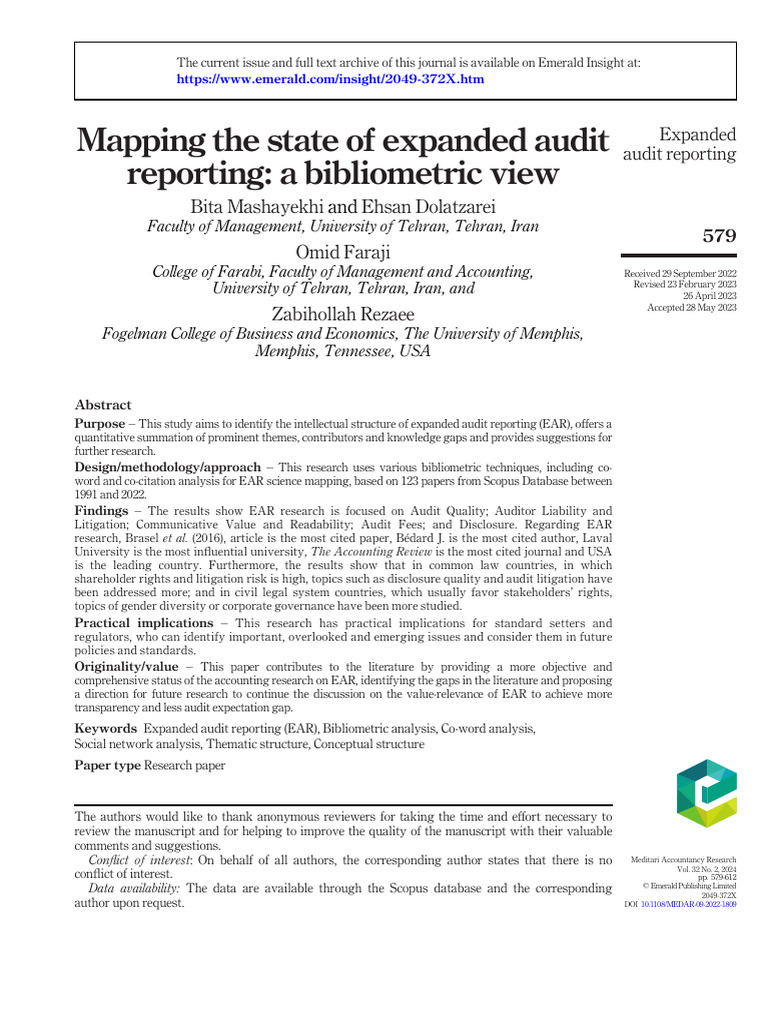 Mapping the State of Expanded Audit Reporting-A Bibliometric View | PDF ...