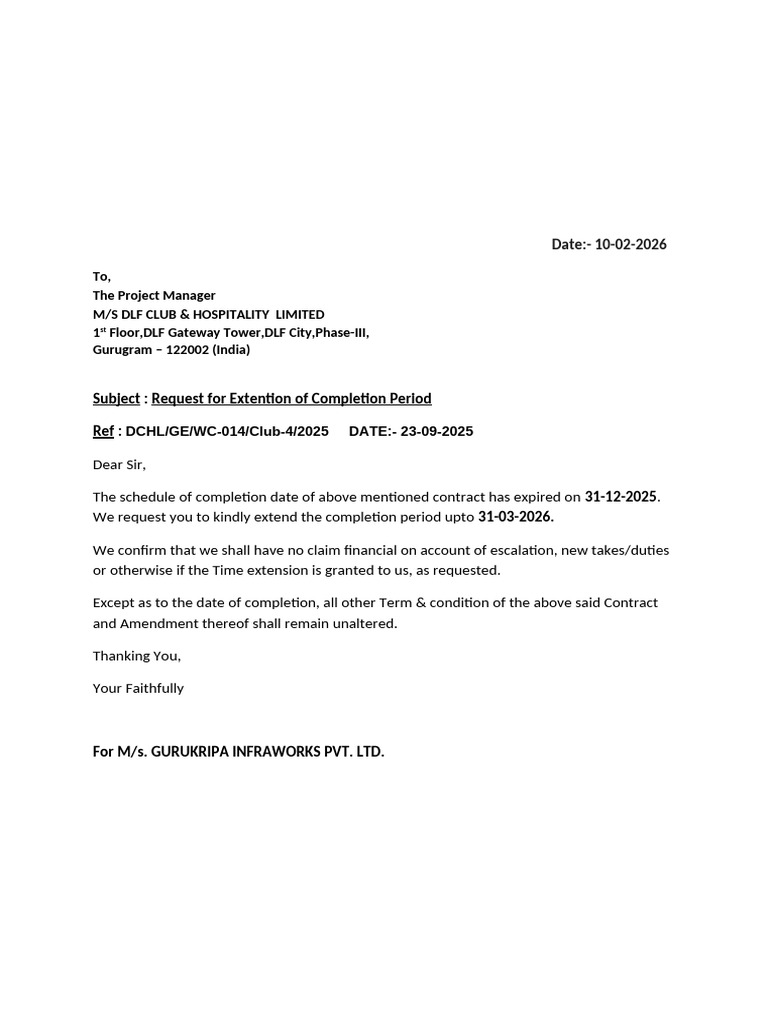 Time of Extention Letter (1) | PDF