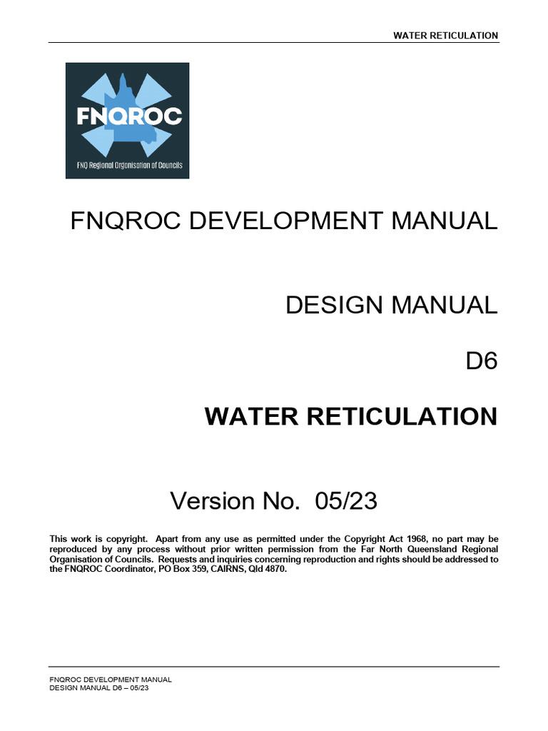 D6 - Water Reticulation - Design Manual - Version 9 | PDF | Pump ...