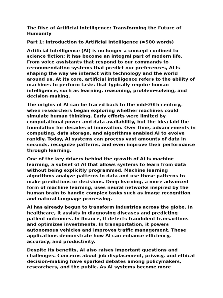 The Rise of Artificial Intelligence Part 1 | PDF | Artificial ...