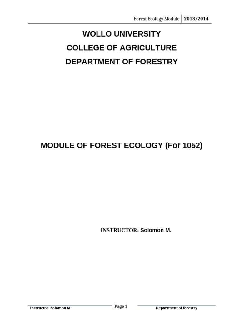 FOREST ECOLOGY - handout final version - Copy - Copy | PDF