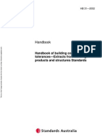 HB 31-2002 Handbook of Building Construction Tolerances - Extracts From Building Products and Structural Stan