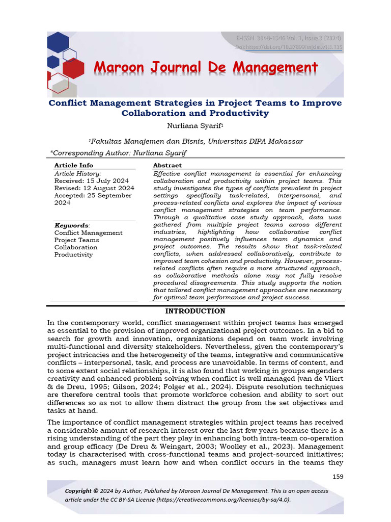 Conflict Management Strategies in Project Teams To | PDF | Qualitative ...
