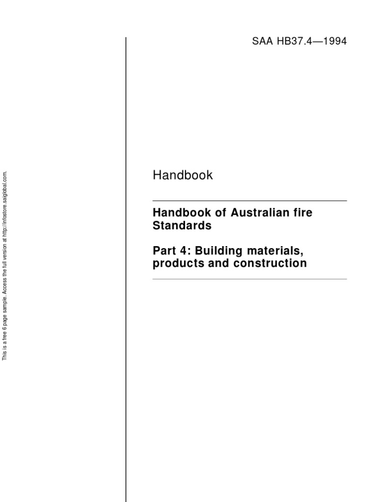 HB 37.41994 Handbook of Australian Fire Standards Building Materials