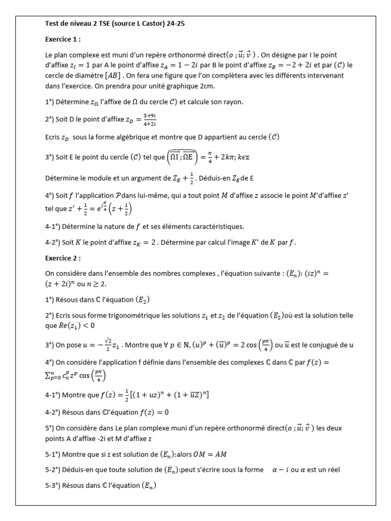 Test de Niveau 2 TS1 | PDF
