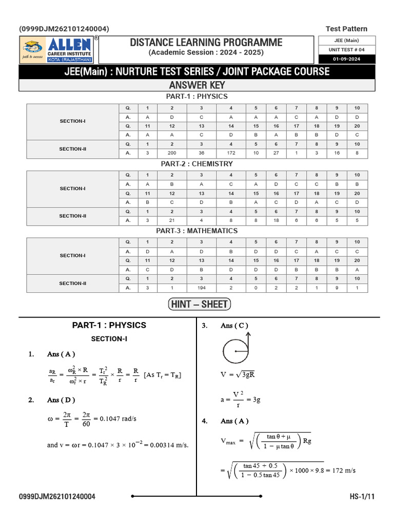 Answer Key 4 | PDF