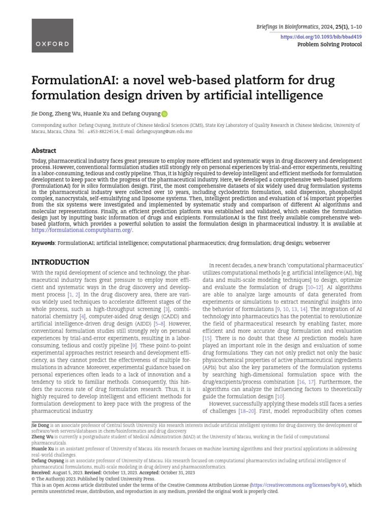 Formulation AI | PDF