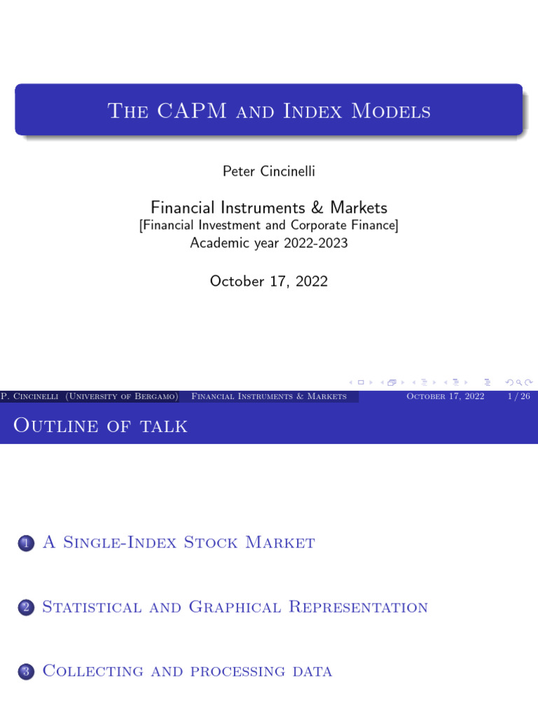Lesson_CAPM and Index Models | PDF