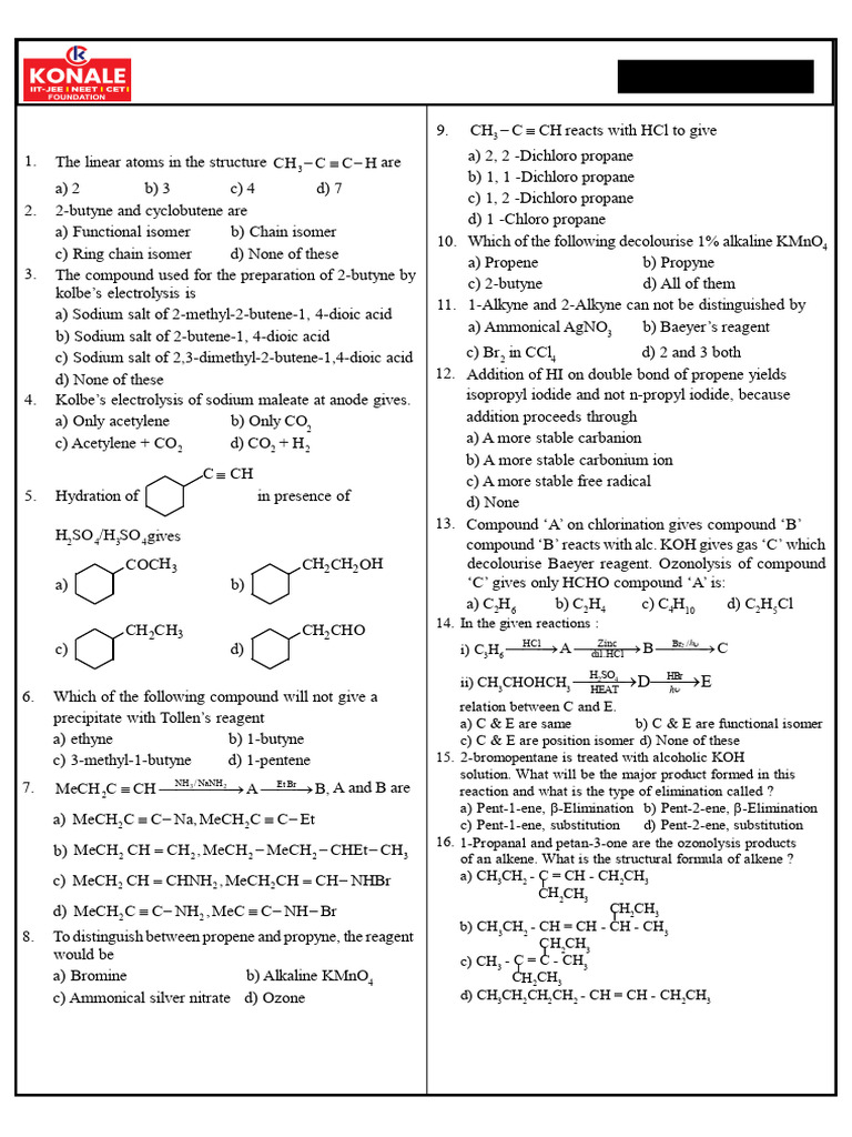 2_Alkane, Alkene & Alkane DPP-02 | PDF | Alkene | Molecules