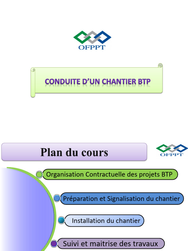 Cours P1 Conduite D'un Chantier BTP | PDF | Feu de circulation