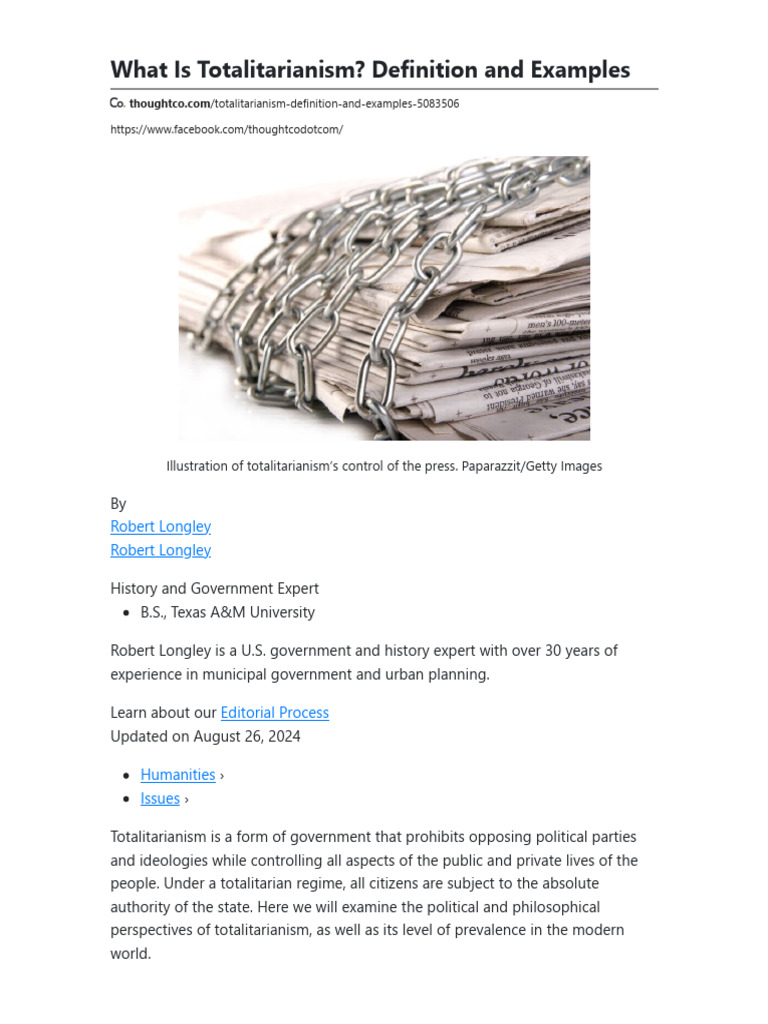 What is Totalitarianism_ Definition and Examples | PDF ...
