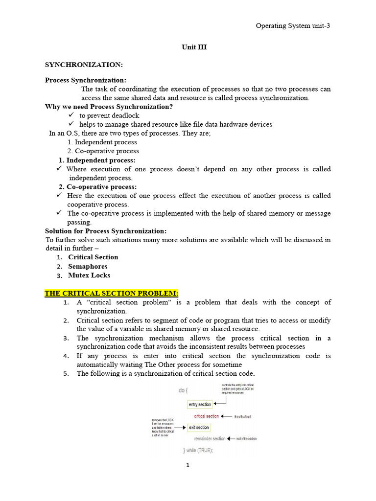 Operating System Unit-3 | PDF | Concurrency (Computer Science ...