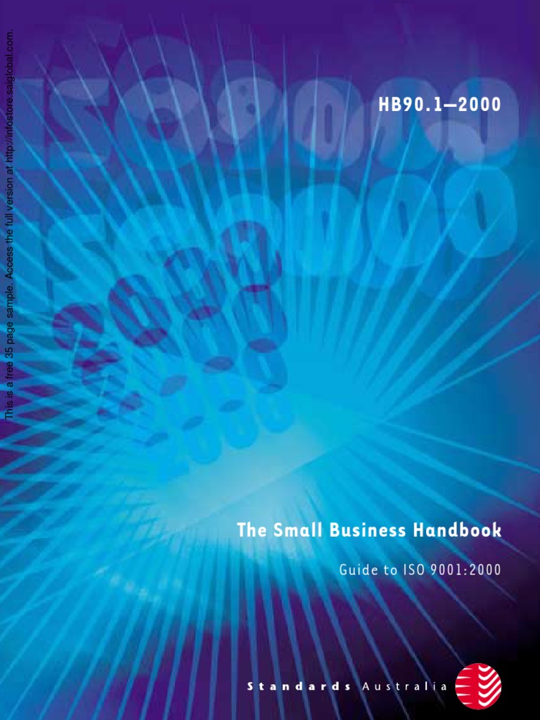 HB 90.1-2000 the Small Business Handbook - Guide to ISO 9001-2000 the Small  Business Handbook - Guide to ISO | Iso 9000 | Quality Management