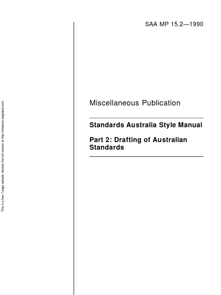 MP 15.21990 Standards Australia Style Manual Drafting of Australian Standards PDF Royalty
