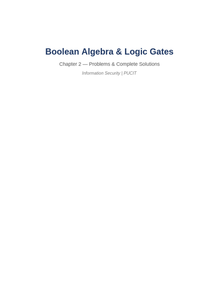 Ch2 Exercise Solutions | PDF | Logic Gate | Mathematical Logic