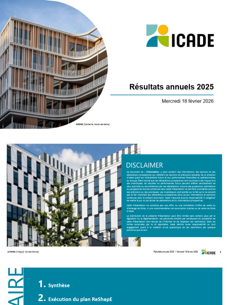 Icade Presentation Fy 2025 Results 18022026 VFR | PDF | Économie