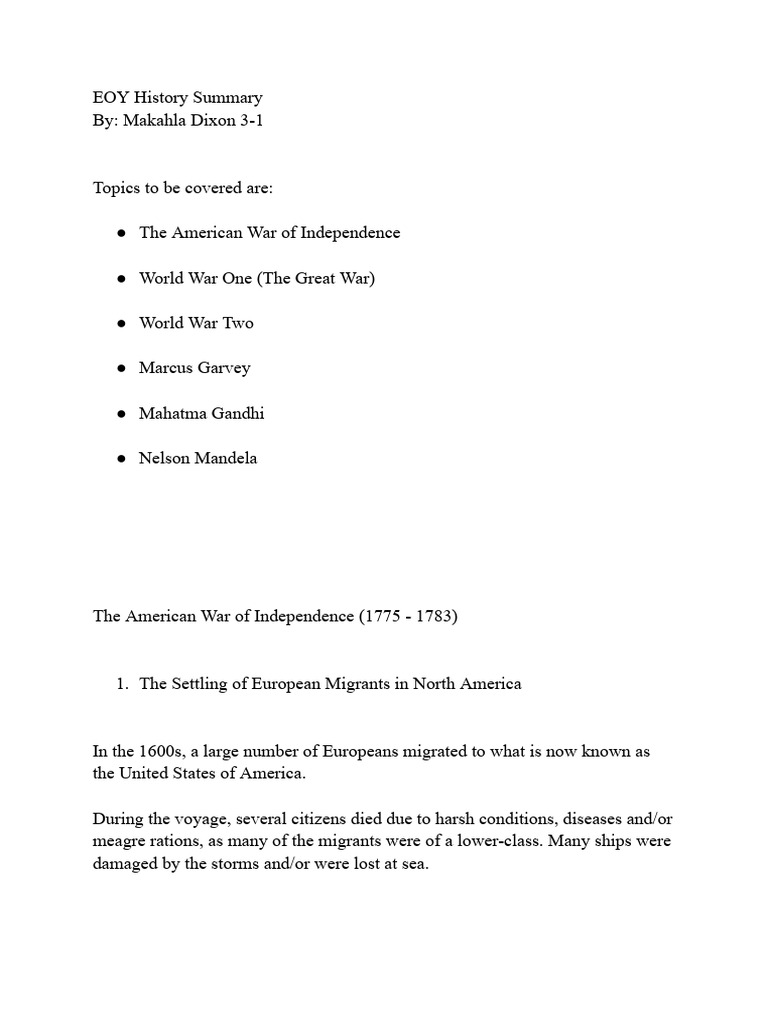 EOY History Summary | PDF | The Holocaust | British Empire